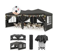 WOLTU Gazebo richiudibile 3x6m Tendone da Giardino con 6 pareti Grigio