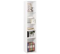 WOLTU Libreria a 5 Scomparti Aperti, Libreria Verticale a Colonna | Scaffale Angolare Autoportante, per Soggiorno, Ufficio e Studio, in Truciolare, Bianco, 30x26x151 cm