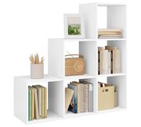 WOLTU Libreria a 6 Scomparti, Scaffale Portaoggetti Autoportante a Scala, Montaggio Flessibile, per Soggiorno, Camera da letto, Ufficio, in Truciolare, Bianco, 90x29x90cm, RGB43ws