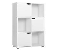 WOLTU Libreria Armadio a 6 Cubi con Ante Mensola di Legno Portadocumenti Scaffale per Casa e Ufficio Porta Libri CD SK001ws
