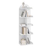 WOLTU Libreria Autoportante con 10 Ripiani su 5 Livelli, Scaffale Angolare | Portaoggetti, Porta Libri e CD in Legno, Libreria Bianca per Ufficio, Studio, Soggiorno, 40x24x126 cm