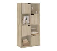 WOLTU Libreria Autoportante, Porta Libri a 8 Cubi, Libreria con 4 Ante, Scaffale Portaoggetti per Soggiorno, Ufficio, Studio, Camera da Letto, in Legno, Rovere Chiaro, SK039hei