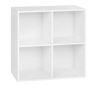 WOLTU Libreria Bassa a 4 Cubi Scaffale Moderno | in Legno Espositore Porta Libri per Salotto, Studio, Ufficio, 59,6X29X59,8 cm, Bianco