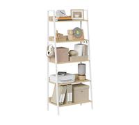 WOLTU Libreria Metallica 5 Livelli, Scaffale Verticale Salvaspazio | per Studio, Soggiorno e Cucina, 36x64x171 cm, Rovere Chiaro + Bianco