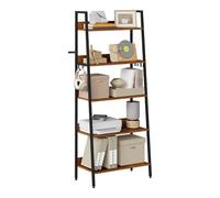 WOLTU Libreria Metallica 5 Livelli, Scaffale Verticale Salvaspazio | per Studio, Soggiorno e Cucina, 36x64x171 cm, Legno Vintage + Nero