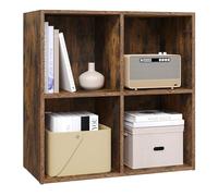 WOLTU Libreria Moderna Mensola di Legno a 4 Cubi Scaffale da Esposizione Porta Libri per Casa Ufficio,Marrone rustico