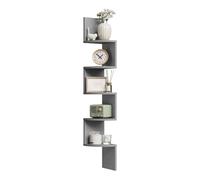 WOLTU Mensola Angolare da Muro Zigzag, Libreria da Parete con 5 Ripiani, Scaffale a Muro per Camera da Letto, Soggiorno, Cucina, Studio, Mensola Grigia in Legno, RG9313hgr2