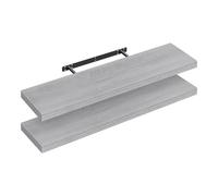 WOLTU Mensola da Muro Rettangolare Scaffale Libreria a Parete Decorazione per Cameretta Ufficio Porta CD/Dvd in Legno Rovere grigio 90cm, Set di 2, RG9370grei-2