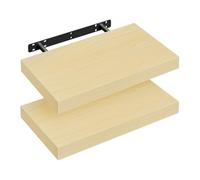 WOLTU Mensola da Muro Rettangolare Scaffale Libreria a Parete Decorazione per Cameretta Ufficio Porta CD/Dvd in Legno Rovere giallo 40cm, Set di 2, RG9372kei-2