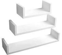 WOLTU Mensola da Muro Scaffale a Parete Decorazione per Cameretta Ufficio Libreria CD/Dvd Legno MDF 3 Pezzi Diametri Diversi Bianco RG9311ws