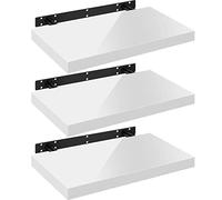 WOLTU Mensola da Muro, Set di 3, Scaffale Sospeso da Parete Libreria Piccola per Soggiorno Cameretta Porta CD DVD, Pannello MDF 60x22,9x3,8cm, Bianco, RG9478ws-3