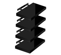 WOLTU Mensola da Muro, Set di 4, Scaffale Sospeso da Parete Libreria Piccola per Soggiorno Cameretta Porta CD Dvd, Pannello MDF 40x22,9x3,8cm, Nero, RG9476sz-4