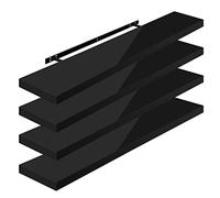 WOLTU Mensola da Muro, Set di 4, Scaffale Sospeso da Parete Libreria Piccola per Soggiorno Cameretta Porta CD Dvd, Pannello MDF 110x22,9x3,8cm, Nero, RG9483sz-4