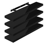 WOLTU Mensola da Muro, Set di 4, Scaffale Sospeso da Parete Libreria Piccola per Soggiorno Cameretta Porta CD Dvd, Pannello MDF 90x22,9x3,8cm, Nero, RG9481sz-4