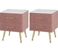 WOLTU Mobili Comodino 2 Cassetti in Bianco e Rosa Nordico per Camera da Letto