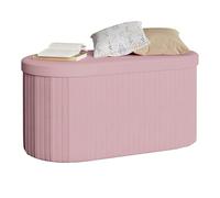 WOLTU Panca Contenitore, Cassapanca Contenitore da Interno 76L, Poggiapiedi da Divano Pieghevole, Coperchio Rimovibile, per Soggiorno, Camera da Letto, 76x38x38cm, Rosa Chiaro