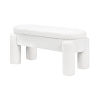 WOLTU Panca Contenitore, Panca Imbottita in Tessuto Teddy, 114x47x53 cm, Poggiapiedi Divano, per Camera da Letto, Soggiorno, Ingresso, Portata 250 kg, Moderno, Bianco