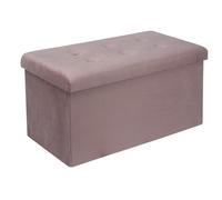 WOLTU Panche Contenitore per Ingresso Cassapanca Pieghevole Ottomane in Velluto, Max Portata Statica di 300 kg, 80 L, 76x37,5x38 cm Rosa