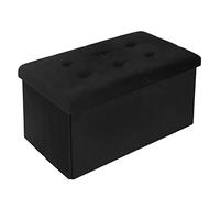 WOLTU Panche Contenitore per Ingresso Cassapanca Pieghevole Ottomane in Velluto, Max Portata Statica di 300 kg, 80 L, 76x37,5x38 cm Nero
