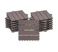 WOLTU Piastrelle per Pavimenti da Esterno Balcone/Giardino/Terrazza Pavimentazione ad Incastro in WPC, Legno Composito, con 22 Pannelli da 30x30 cm Marrone