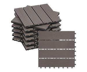 WOLTU Piastrelle per Pavimenti da Esterno Balcone/Giardino/Terrazza Pavimentazione ad Incastro in WPC, Legno Composito, con 11 Pannelli da 30x30 cm caffè
