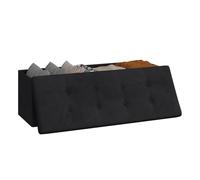 WOLTU Poggiapiedi Cassapanca Contenitore Scarpiera Pouf Sgabello Pieghevole Panca con Coperchio Sedia Bassa in Velluto Nero 110x37,5x38 cm