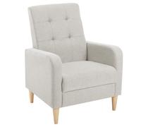 WOLTU Poltrona da Salotto, Poltrona Relax con Schienale Alto, Sedia di Relax con Pieno Legno Massello Piedi, Seduta Imbottita, Rivestimento in Lino, per Salotto, Ufficio, Grigio Chiaro, SKS41hgr