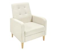 WOLTU Poltrona da Salotto, Poltrona Relax con Schienale Alto, Sedia di Relax con Pieno Legno Massello Piedi, Seduta Imbottita, Rivestimento in Lino, per Salotto, Ufficio, Beige, SKS41be