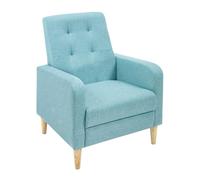 WOLTU Poltrona da Salotto, Poltrona Relax con Schienale Alto, Sedia di Relax con Pieno Legno Massello Piedi, Seduta Imbottita, Rivestimento in Lino, per Salotto, Ufficio, Blu, SKS41bl
