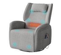 WOLTU Poltrona Massaggiante Elettrica con Riscaldamento, Dondolo, Grigio | Poltrona con Poggiatesta, Rotazione, Tasche Laterali, Porte USB e Type-C, Portata 150 kg, Ciniglia, per Soggiorno e Ufficio