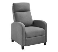 WOLTU Poltrona Reclinabile a Multilivello, Chaise Longue con Poggiapiedi Regolabile, Poltrona Relax Singolo, Con Schienale Alto, Seduta Imbottita, Lino, Grigio Scuro, SKS58dgr
