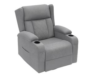 WOLTU Poltrona Relax con Schienale e Poggiapiedi Regolabili, Lino, Grigio
