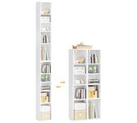 WOLTU Porta CD a Colonna, Libreria Stretta e Alta con 10 Scomparti, Capacità Max. 160 CD, DVD, Libreria Verticale a Colonna da Terra, Bianco, SK063ws