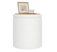 WOLTU Pouf Contenitore con Coperchio Reversibile e Removibile, Sgabello Pieghevole Rotondo, Ø40,5xA43 cm, in Tessuto Teddy e MDF, per Soggiorno, Camera da Letto e Ingresso, Bianco