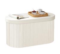 WOLTU Pouf ottomano rotondo Sgabello portaoggetti pieghevole in MDF con scatola portaoggetti con coperchio imbottito rimovibile per poggiapiedi domestico