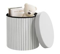 WOLTU Pouf Sgabello con Contenitore Rotondo, Poggiapiedi per Divano, Pouf Basso Pieghevole, per Soggiorno, Camera da Letto, in Velluto, φ38xH36cm, Grigio chiaro