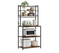 WOLTU Scaffale da Cucina, Scaffale per Microonde, 6 Ripiani, 6 Ganci, Struttura in Metallo, Legno Ingegnerizzato, 80x40x167cm, Marrone Rustico+Nero
