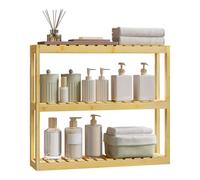 WOLTU Scaffale in Bambù a 3 Livelli, Scaffale a Parete con Ripiano Regolabile, Appeso o in Piedi, Bagno, Cucina, 60x15x54cm