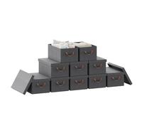 WOLTU Scatole portaoggetti in Tessuto 10 Pezzi, Contenitori pieghevoli con Coperchio e Maniglie, per Vestiti da Armadio, Grigio, 48x29x20cm