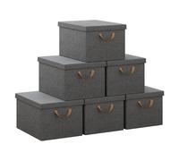 WOLTU Scatole portaoggetti in Tessuto 6 Pezzi, Contenitori pieghevoli con Coperchio e Maniglie, per Vestiti da Armadio, Grigio, 43x33x26cm