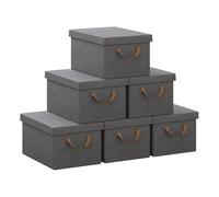 WOLTU Scatole portaoggetti in Tessuto 6 Pezzi, Contenitori pieghevoli con Coperchio e Maniglie, per Vestiti da Armadio, Grigio, 38x27x20cm
