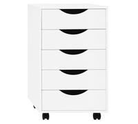WOLTU Scrivania a Piedistallo con 5 Cassetti, Schedario Rotante, Comodino, Mobile per Ufficio, Camera da Letto, in Legno Ingegnerizzato PB, Bianco, 40x40x66,5cm, ASK14ws