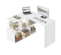 WOLTU Scrivania Angolare a Forma di L con Libreria, 120x100x75 cm, Bianco, Scrivania Ufficio per Computer, Tavolo da Lavoro, Studio and Soggiorno