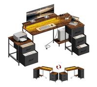 WOLTU Scrivania Angolare, Scrivania per Computer a L, Marrone Rustico