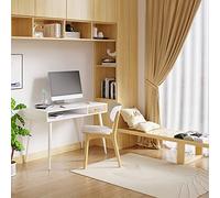 WOLTU Scrivania Bianca con Cassetto e Ripiano - Tavolo PC per Studio/Camera - 110x50x75cm - Struttura Acciaio + Piano Legno