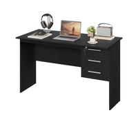 WOLTU Scrivania con 3 Cassetti, Tavolo da Lavoro, Nero, 120x60 cm | per Computer, Porta PC in Legno, Nero