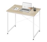 WOLTU Scrivania Salvaspazio, Tavolo per Computer, Rovere Chiaro + Bianco per Studio, Home Office, Camera da Letto, in Legno e Metallo, 80x60x70 cm