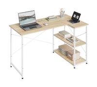 WOLTU Scrivania Ufficio a L Compatta con Libreria Integrata - Design Salvaspazio per Studio/Camera, 120x73x72 cm, Bianco e Rovere Naturale