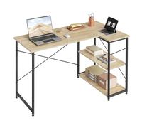 WOLTU Scrivania Ufficio a L Compatta, Rovere | con Libreria Integrata, Design Salvaspazio per Studio/Camera, 120x73x72 cm Naturale e Nero