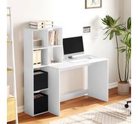WOLTU Scrivania Ufficio, Compatta con Libreria Integrata, Bianco Lucido